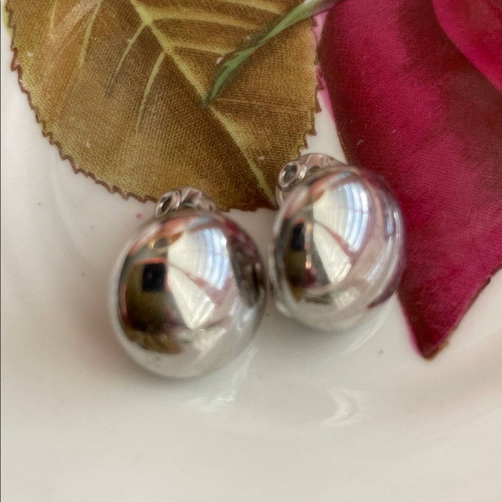 Silver Dome Clip-On Earrings